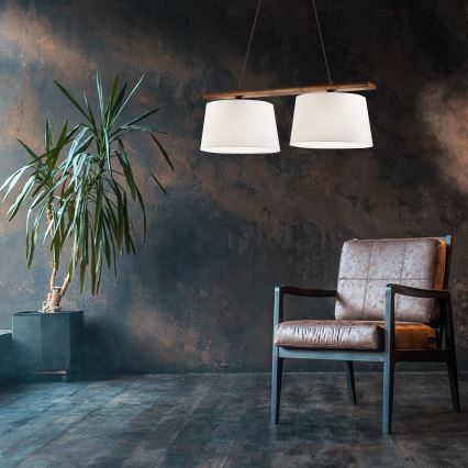 Κρεμαστό φωτιστικό με καλώδιο AIDA 2xE27/60W/230V διάμ. 35 cm δρυς/καρυδιά