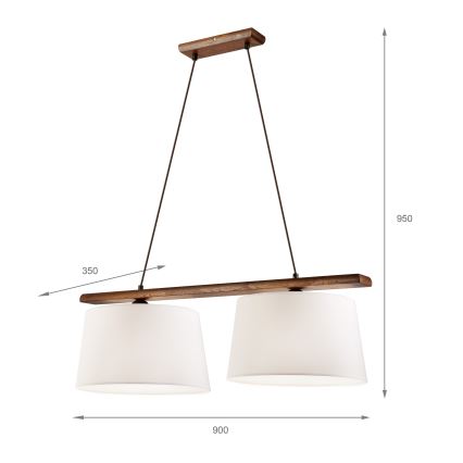 Κρεμαστό φωτιστικό με καλώδιο AIDA 2xE27/60W/230V διάμ. 35 cm δρυς/καρυδιά