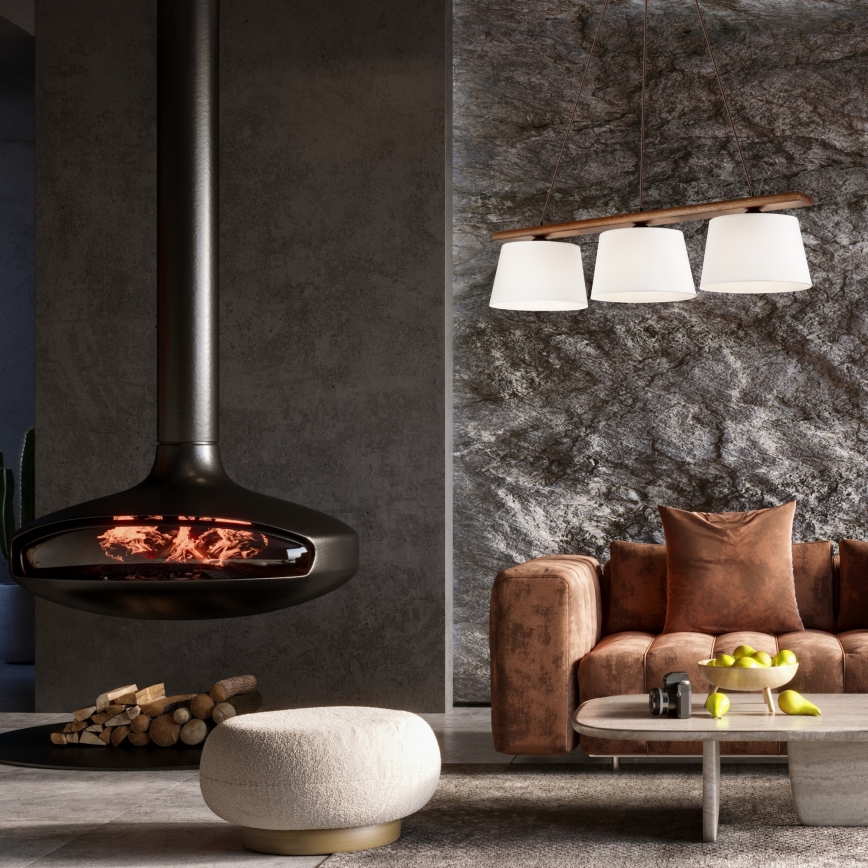 Κρεμαστό φωτιστικό με καλώδιο AIDA, 3xE27/60W/230V, διάμετρος 25 εκ., σε φινίρισμα δρυός/καρυδιάς