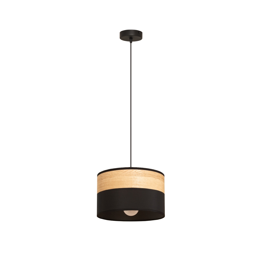 Κρεμαστό φωτιστικό με καλώδιο ALBA 1xE27/15W/230V Ø 25 εκ. μαύρο/καφέ