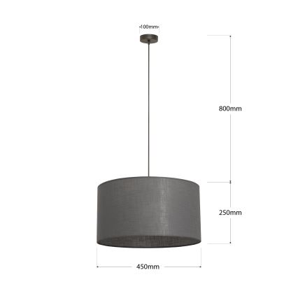 Κρεμαστό φωτιστικό με καλώδιο ALBA 1xE27/15W/230V Ø 45 cm γκρι