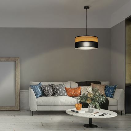 Κρεμαστό φωτιστικό με καλώδιο ALBA 1xE27/15W/230V Ø 45 cm μαύρο/καφέ