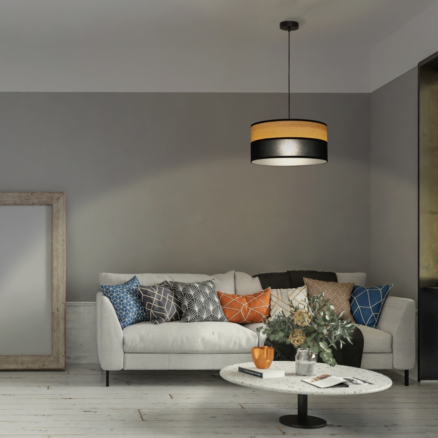 Κρεμαστό φωτιστικό με καλώδιο ALBA 1xE27/15W/230V Ø 45 cm μαύρο/καφέ