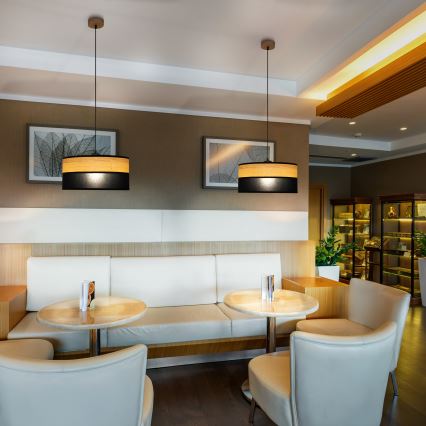 Κρεμαστό φωτιστικό με καλώδιο ALBA 1xE27/15W/230V διάμ. 40 cm μαύρο/καφέ