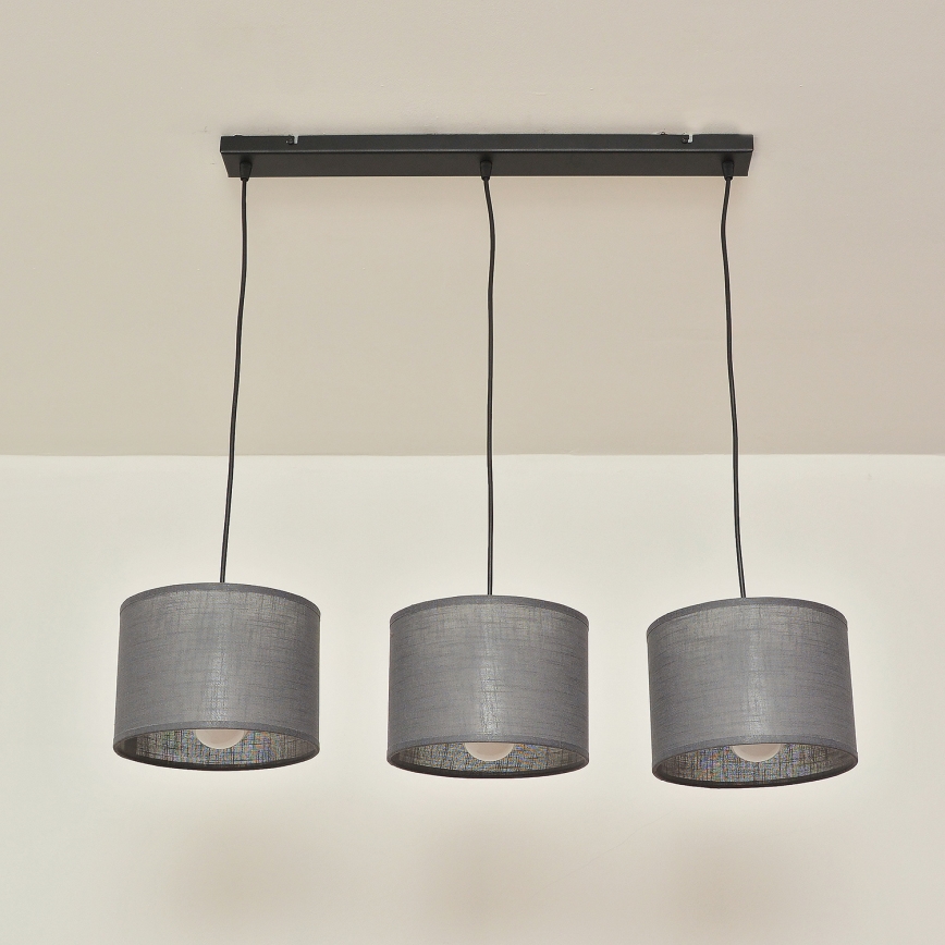 Κρεμαστό φωτιστικό με καλώδιο ALBA 3xE27/15W/230V γκρι