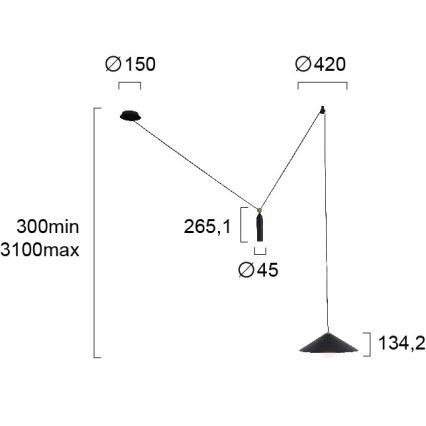 Κρεμαστό φωτιστικό με καλώδιο ALTO 1xE27/60W/230V μαύρο