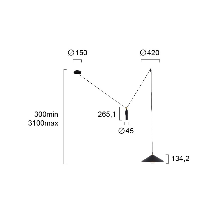 Κρεμαστό φωτιστικό με καλώδιο ALTO 1xE27/60W/230V μαύρο