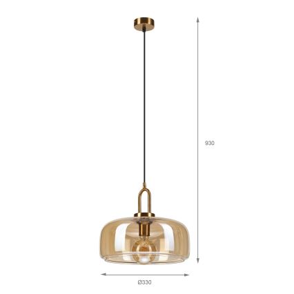 Κρεμαστό φωτιστικό με καλώδιο AMAYA 1xE27/15W/230V χρυσό/καπνιστό μπεζ