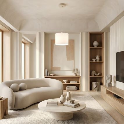 Κρεμαστό φωτιστικό με καλώδιο ARDEN 1xE27/15W/230V Ø 18 εκ., μπεζ