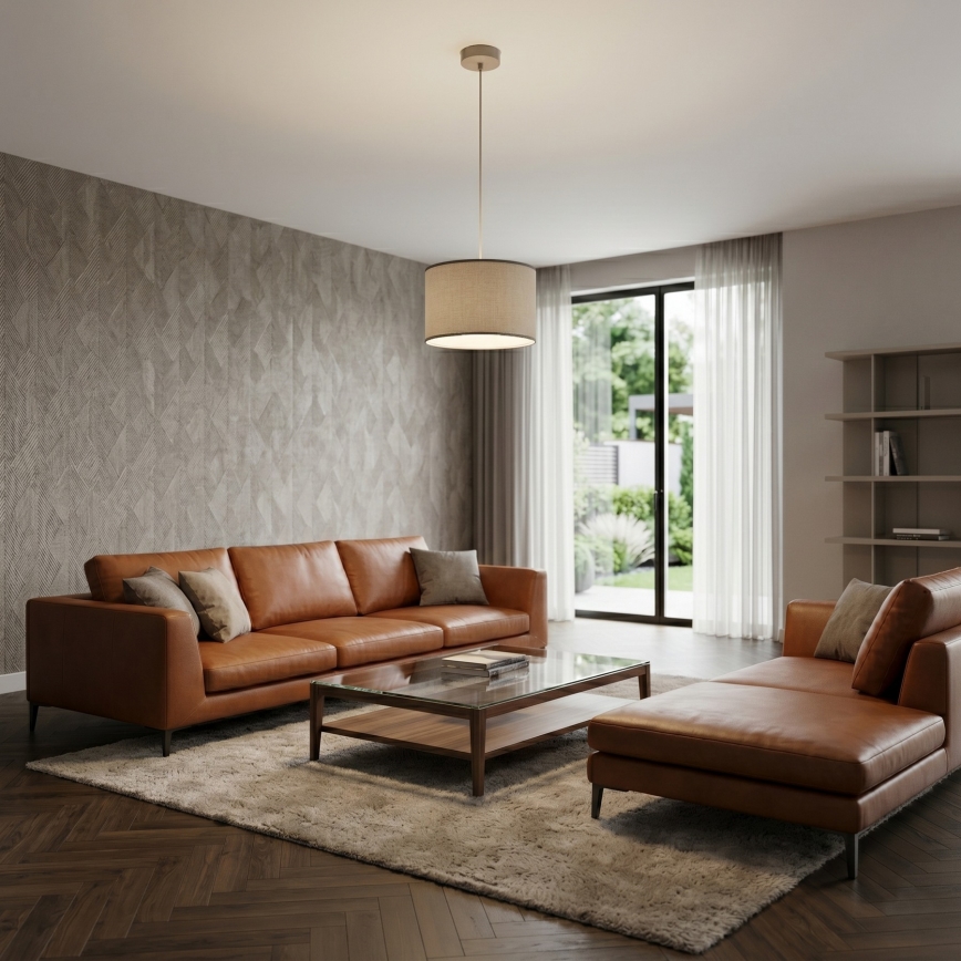 Κρεμαστό φωτιστικό με καλώδιο ARDEN 1xE27/15W/230V Ø 40 cm μπεζ