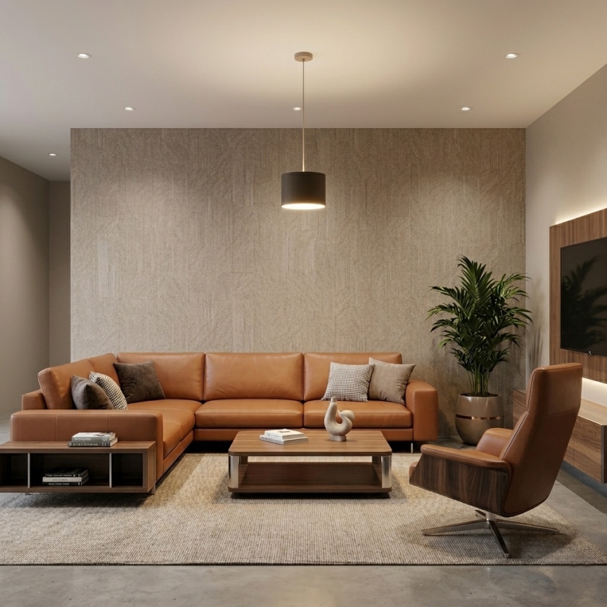 Κρεμαστό φωτιστικό με καλώδιο ARDEN 1xE27/15W/230V, διάμετρος 25 εκ., μπεζ/καφέ