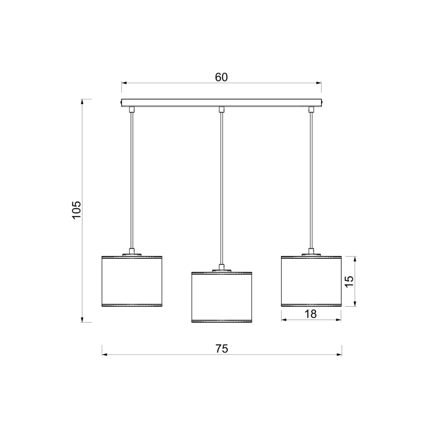 Κρεμαστό φωτιστικό με καλώδιο ARDEN 3xE27/15W/230V μπεζ