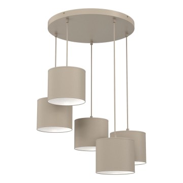 Κρεμαστό φωτιστικό με καλώδιο ARDEN 5xE27/15W/230V Ø 44 εκ. μπεζ