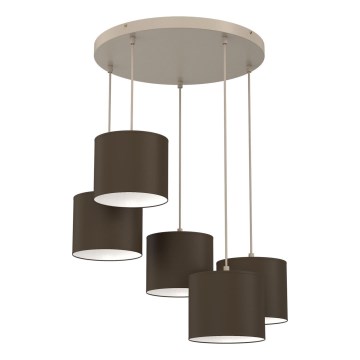 Κρεμαστό φωτιστικό με καλώδιο ARDEN 5xE27/15W/230V μπεζ/καφέ