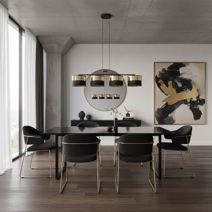 Κρεμαστό φωτιστικό με καλώδιο ανάρτησης LUX 4xE27/15W/230V, μαύρο/χρυσό