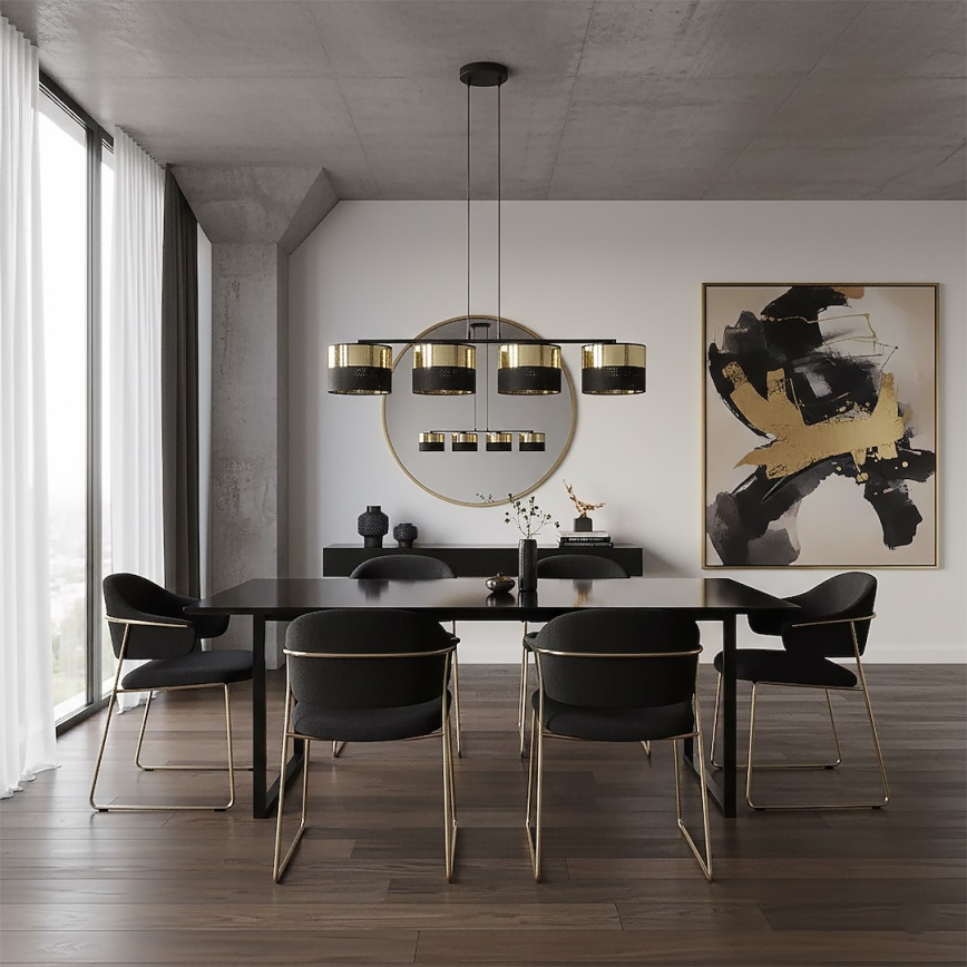 Κρεμαστό φωτιστικό με καλώδιο ανάρτησης LUX 4xE27/15W/230V, μαύρο/χρυσό