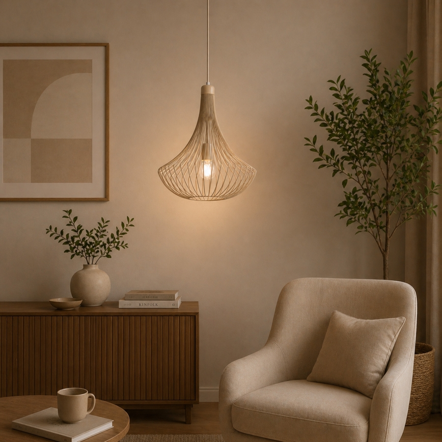 Κρεμαστό φωτιστικό με καλώδιο BALERINA 1xE27/15W/230V μπεζ