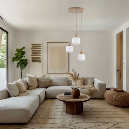 Κρεμαστό φωτιστικό με καλώδιο BALLO 3xE14/10W/230V μπεζ