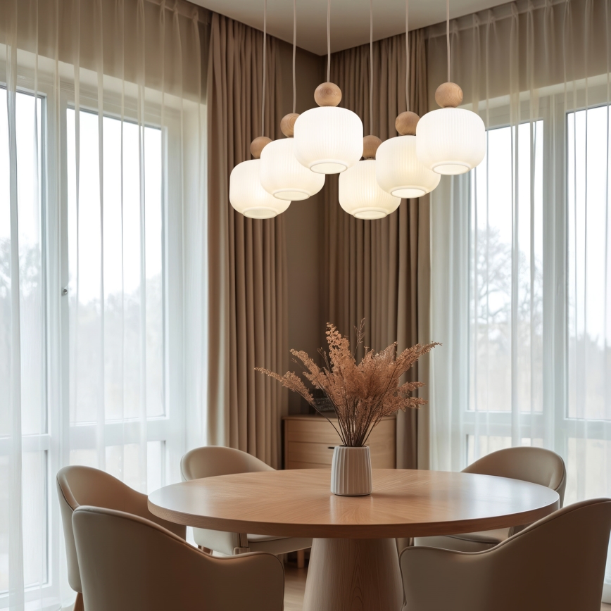 Κρεμαστό φωτιστικό με καλώδιο BALLO 6xE14/10W/230V μπεζ