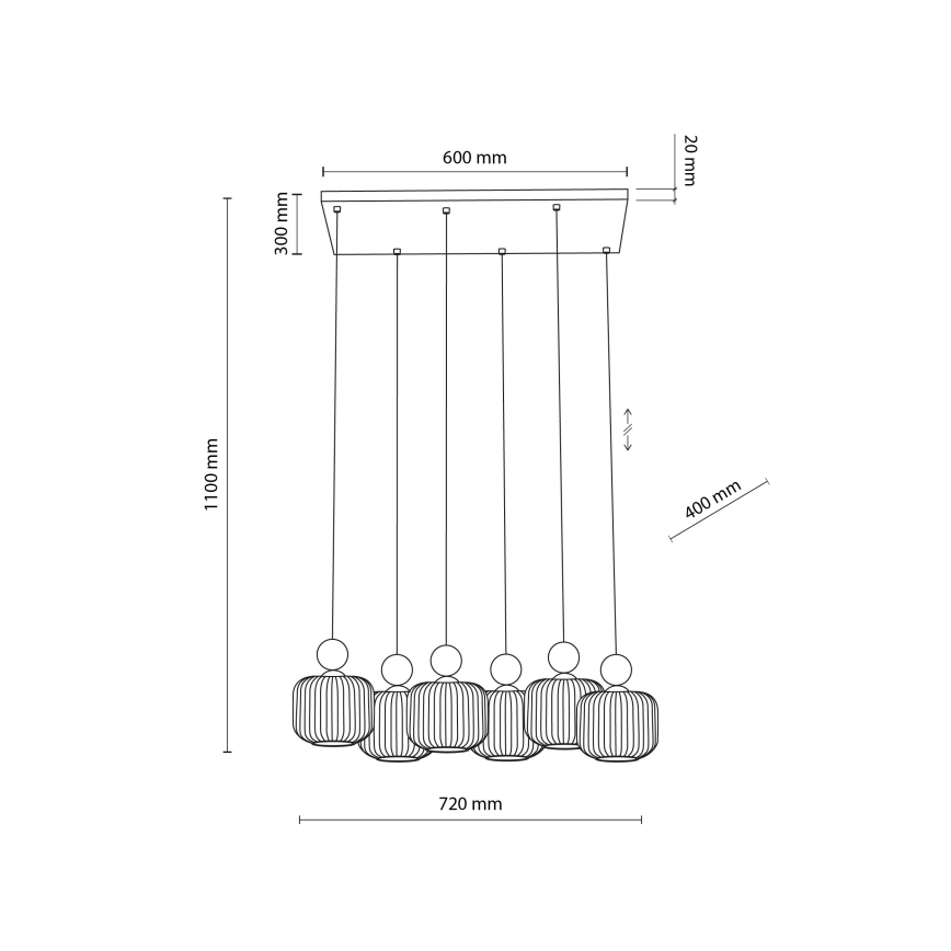 Κρεμαστό φωτιστικό με καλώδιο BALLO 6xE14/10W/230V μπεζ