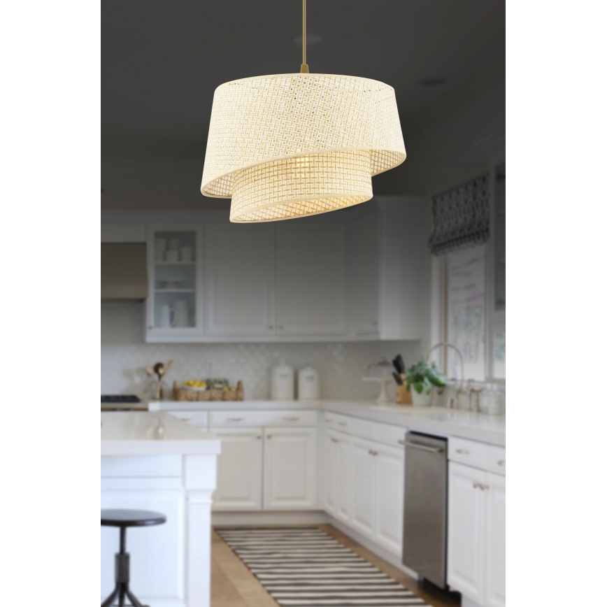 Κρεμαστό φωτιστικό με καλώδιο BARETTE 1xE27/60W/230V, σε απόχρωση εκρού