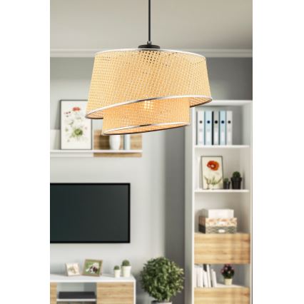 Κρεμαστό φωτιστικό με καλώδιο BARETTE 1xE27/60W/230V μπεζ/γυαλισμένο χρώμιο