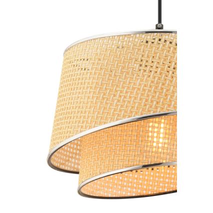 Κρεμαστό φωτιστικό με καλώδιο BARETTE 1xE27/60W/230V μπεζ/γυαλισμένο χρώμιο