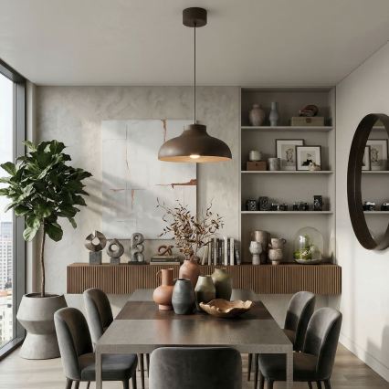 Κρεμαστό φωτιστικό με καλώδιο BASCA 1xE27/15W/230V καφέ
