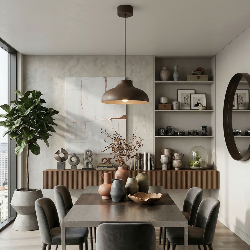 Κρεμαστό φωτιστικό με καλώδιο BASCA 1xE27/15W/230V καφέ