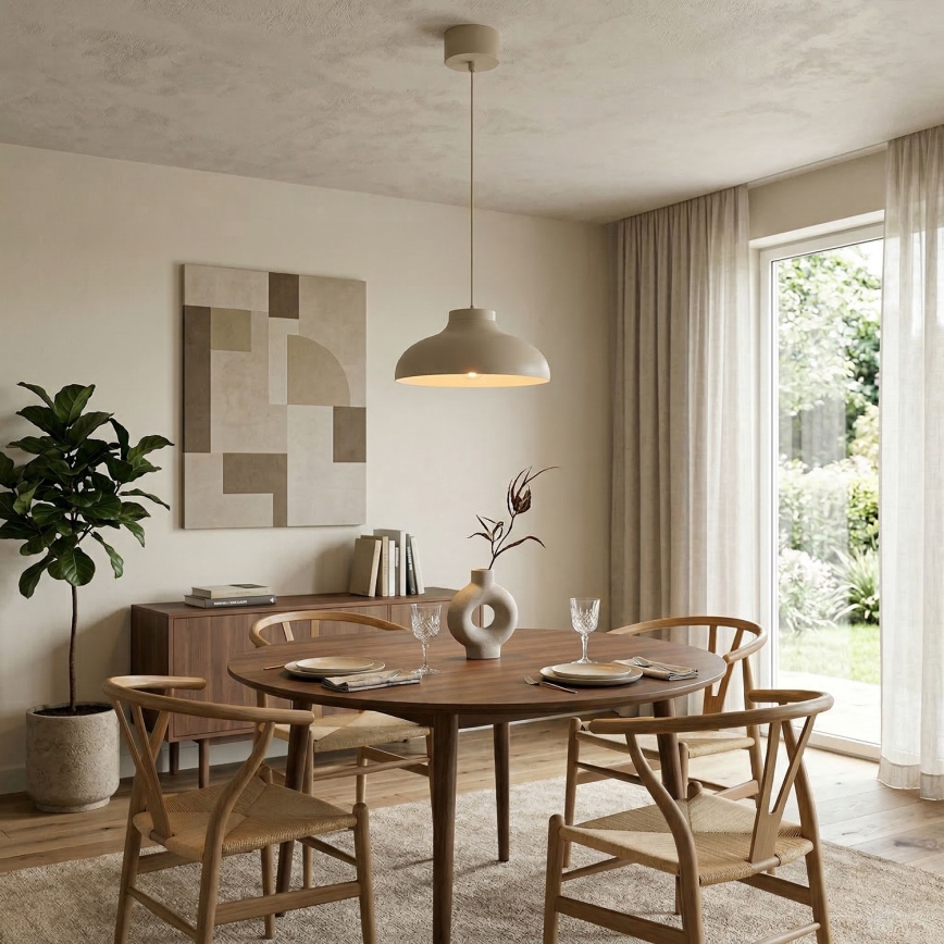 Κρεμαστό φωτιστικό με καλώδιο BASCA, 1xE27/15W/230V, σε μπεζ απόχρωση