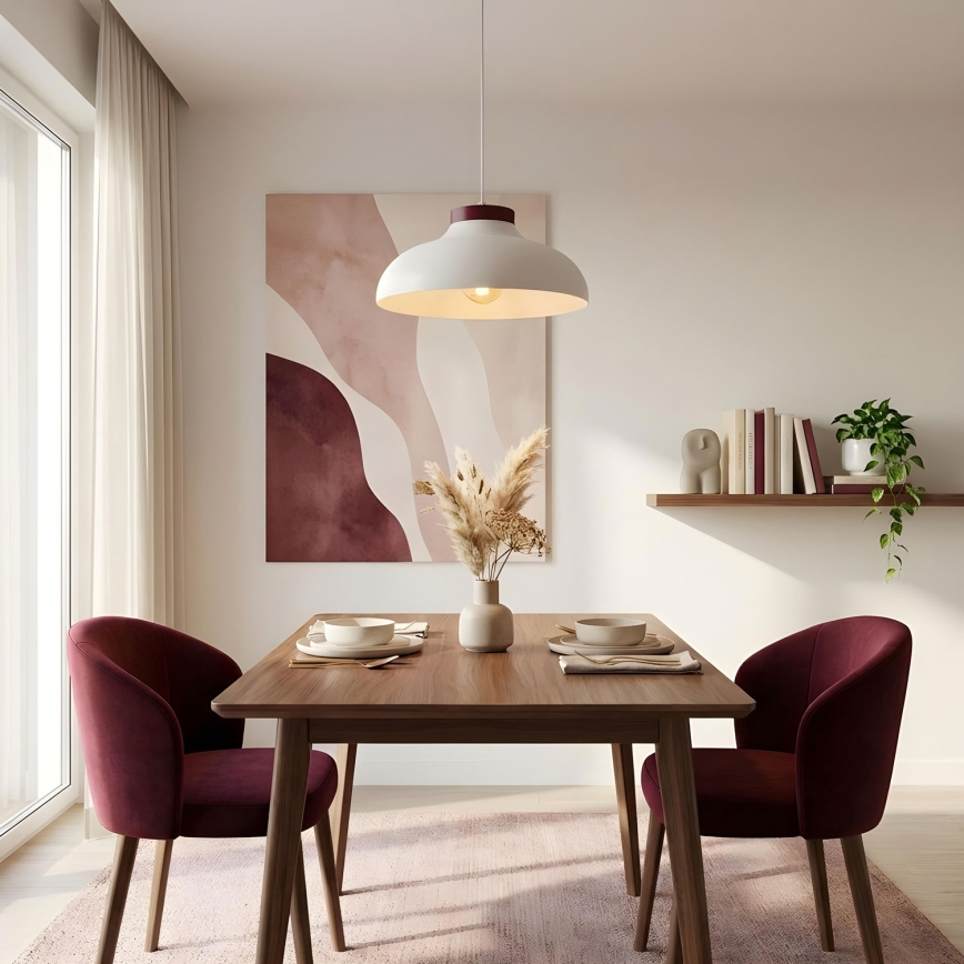 Κρεμαστό φωτιστικό με καλώδιο BASCA 1xE27/15W/230V εκρού/μπορντό