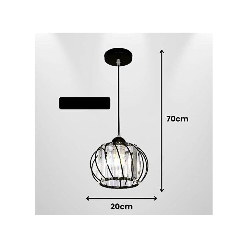 Κρεμαστό φωτιστικό με καλώδιο BELLA 1xE27/40W/230V μαύρο