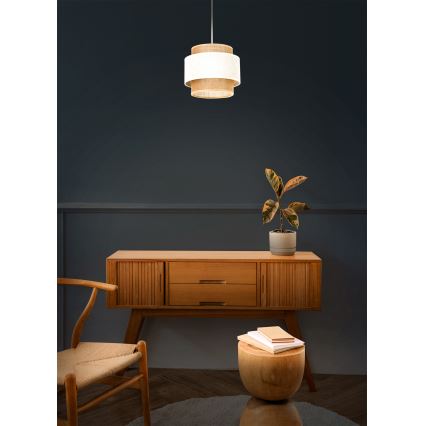 Κρεμαστό φωτιστικό με καλώδιο BOHO 1xE27/60W/230V Ø 20 cm εκρού/γιούτα