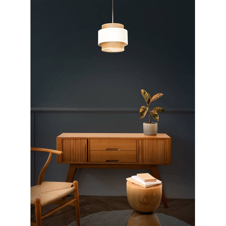 Κρεμαστό φωτιστικό με καλώδιο BOHO 1xE27/60W/230V Ø 20 cm εκρού/γιούτα