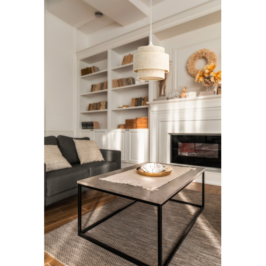 Κρεμαστό φωτιστικό με καλώδιο BOHO, 1xE27/60W/230V, διάμ. 20 εκ., σε λευκό χρώμα