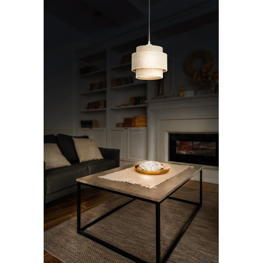 Κρεμαστό φωτιστικό με καλώδιο BOHO, 1xE27/60W/230V, διάμ. 20 εκ., σε λευκό χρώμα