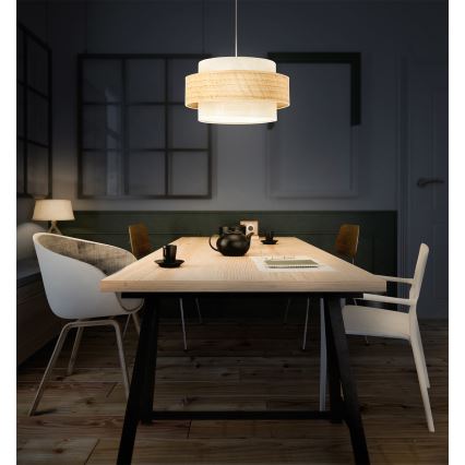 Κρεμαστό φωτιστικό με καλώδιο BOHO 1xE27/60W/230V, διάμ. 40 εκ., τζούτα/εκρού