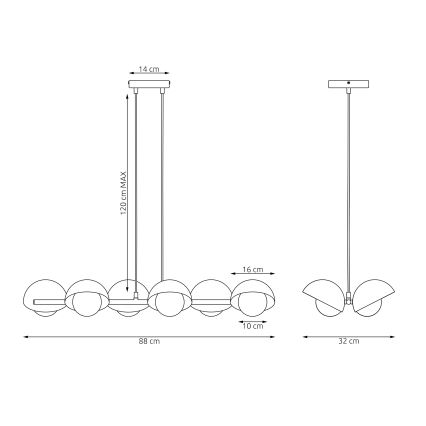 Κρεμαστό φωτιστικό με καλώδιο BOOM 6xG9/8W/230V μαύρο