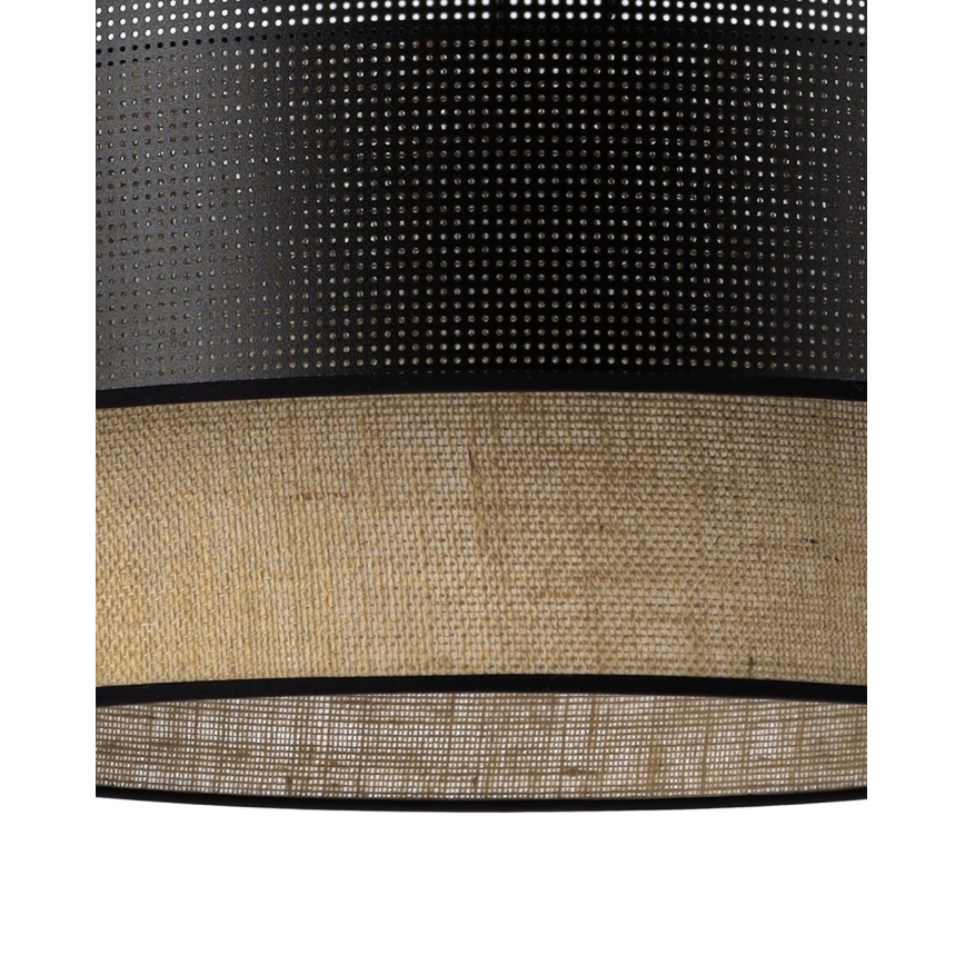 Κρεμαστό φωτιστικό με καλώδιο BORHO 1xE27/60W/230V Ø 40 cm μαύρο/γιούτα