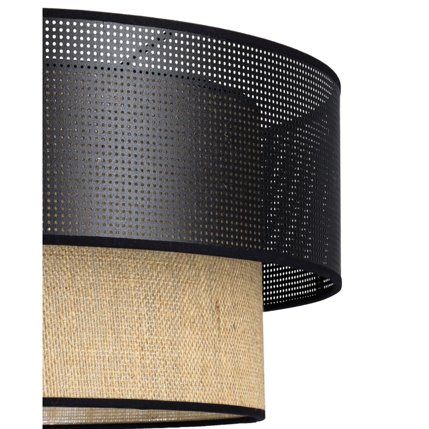 Κρεμαστό φωτιστικό με καλώδιο BORHO 1xE27/60W/230V Ø 40 cm μαύρο/γιούτα
