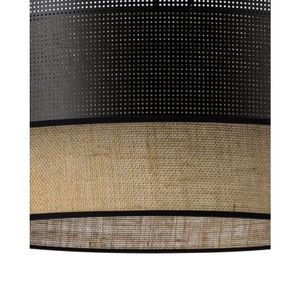 Κρεμαστό φωτιστικό με καλώδιο BORHO 1xE27/60W/230V Ø 50 cm μαύρο/γιούτα