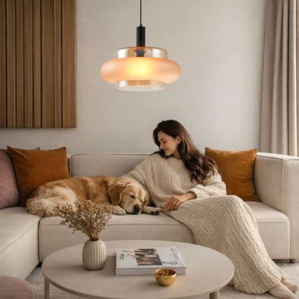 Κρεμαστό φωτιστικό με καλώδιο BRIZI 1xE27/40W/230V μπεζ/καπνιστό