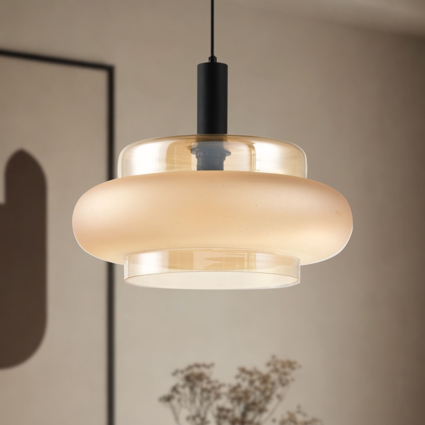 Κρεμαστό φωτιστικό με καλώδιο BRIZI 1xE27/40W/230V μπεζ/καπνιστό