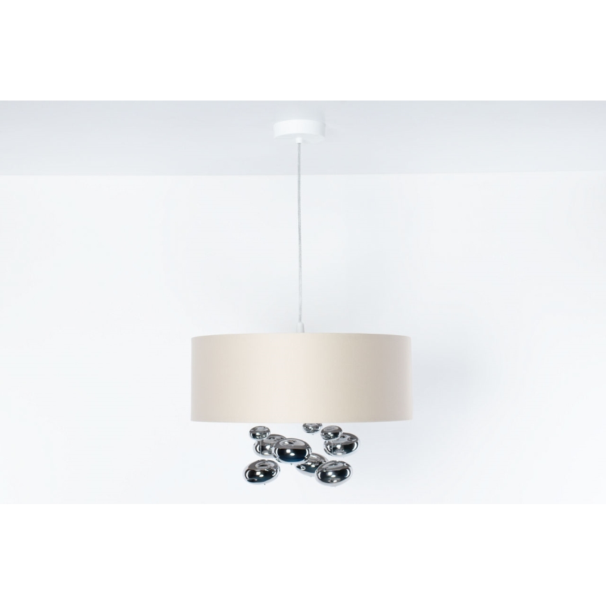 Κρεμαστό φωτιστικό με καλώδιο BUBBLE 1xE27/60W/230V, διάμετρος 50 εκ., μπεζ