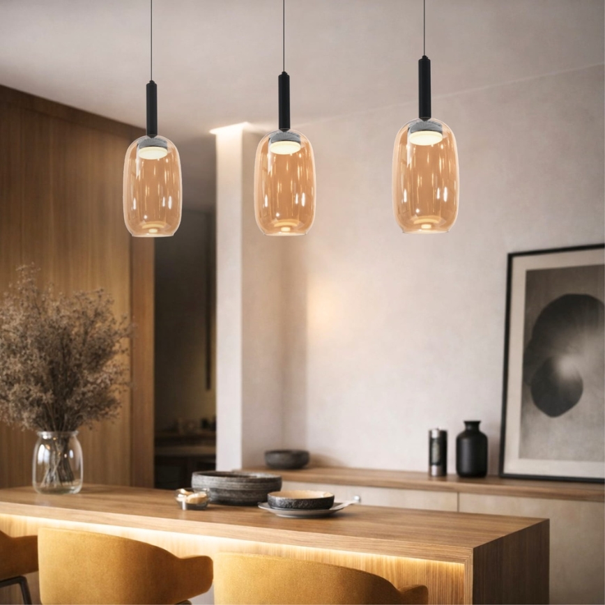 Κρεμαστό φωτιστικό με καλώδιο BUENO 1xGX53/9W/230V, Ø 15 cm, καπνιστό καφέ
