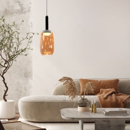 Κρεμαστό φωτιστικό με καλώδιο BUENO 1xGX53/9W/230V, Ø 15 cm, καπνιστό καφέ