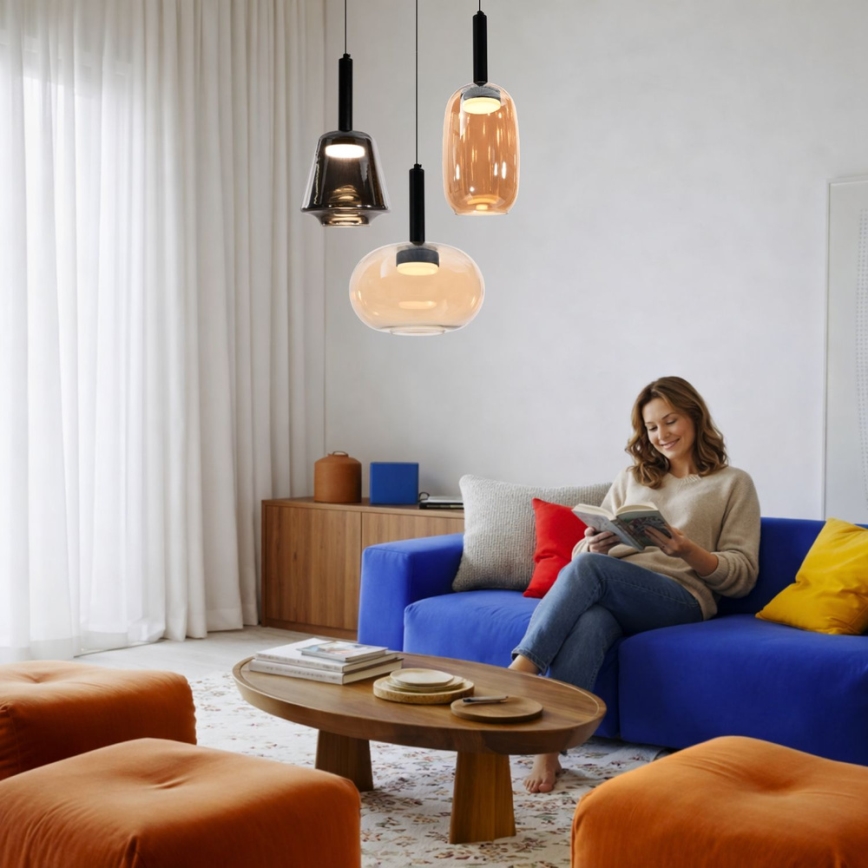 Κρεμαστό φωτιστικό με καλώδιο BUENO 1xGX53/9W/230V, Ø 15 cm, καπνιστό καφέ