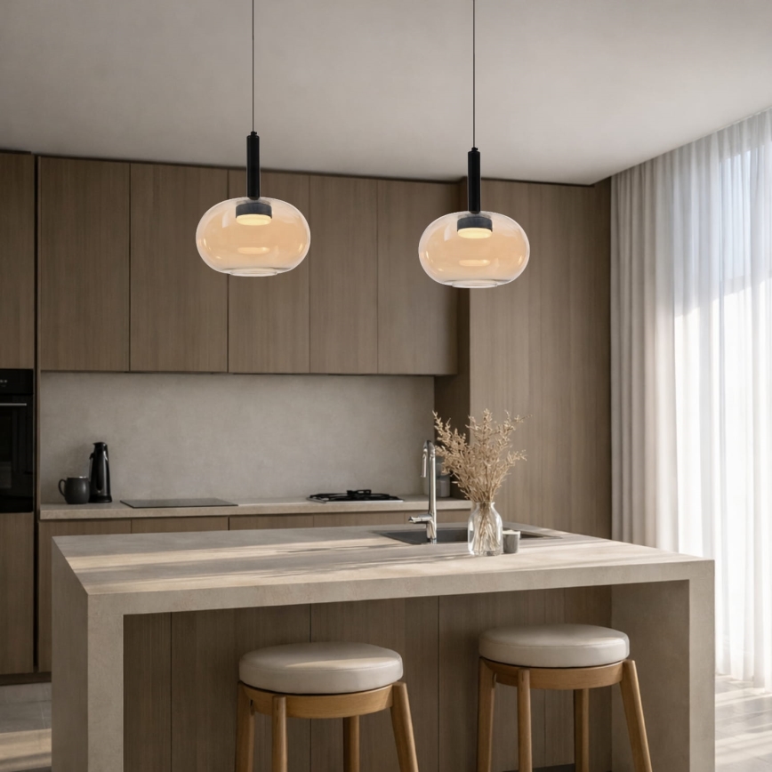 Κρεμαστό φωτιστικό με καλώδιο BUENO, 1xGX53/9W/230V, διάμ. 25 εκ., καπνιστό μπεζ