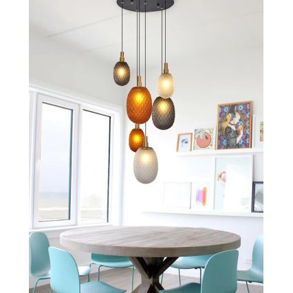 Κρεμαστό φωτιστικό με καλώδιο CACTUS 6xG9/5W/230V χάλκινο/γκρι/λευκό