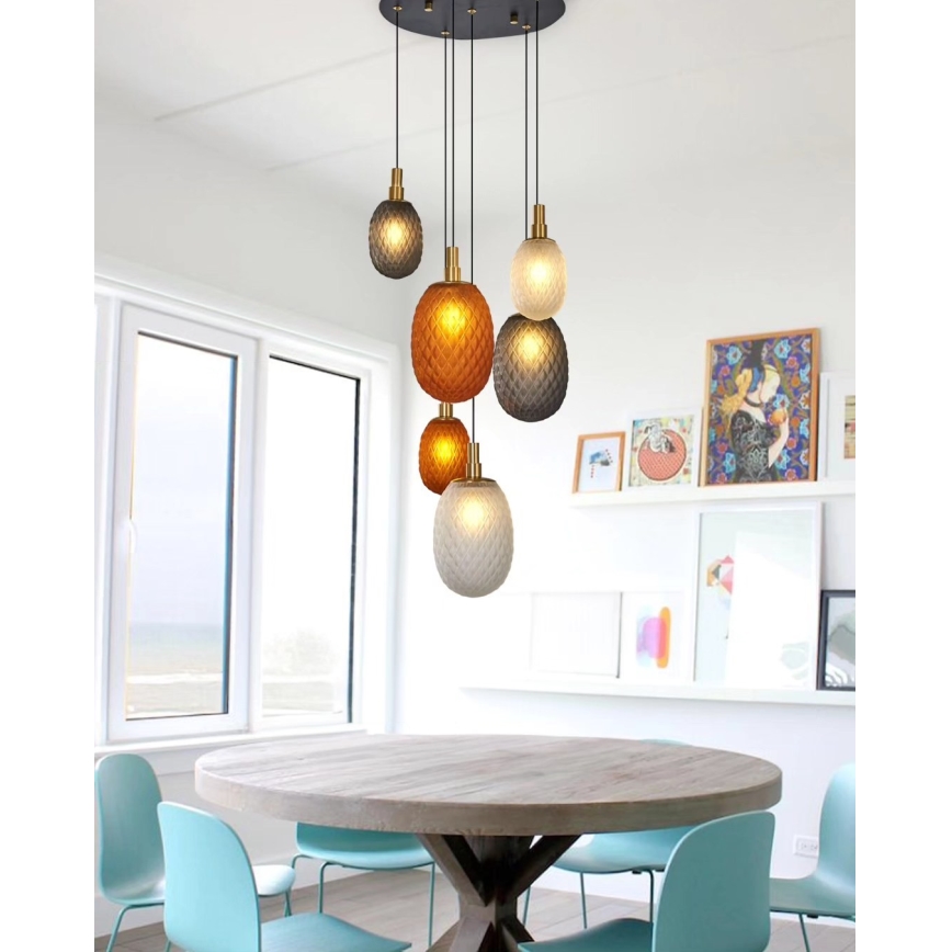 Κρεμαστό φωτιστικό με καλώδιο CACTUS 6xG9/5W/230V χάλκινο/γκρι/λευκό